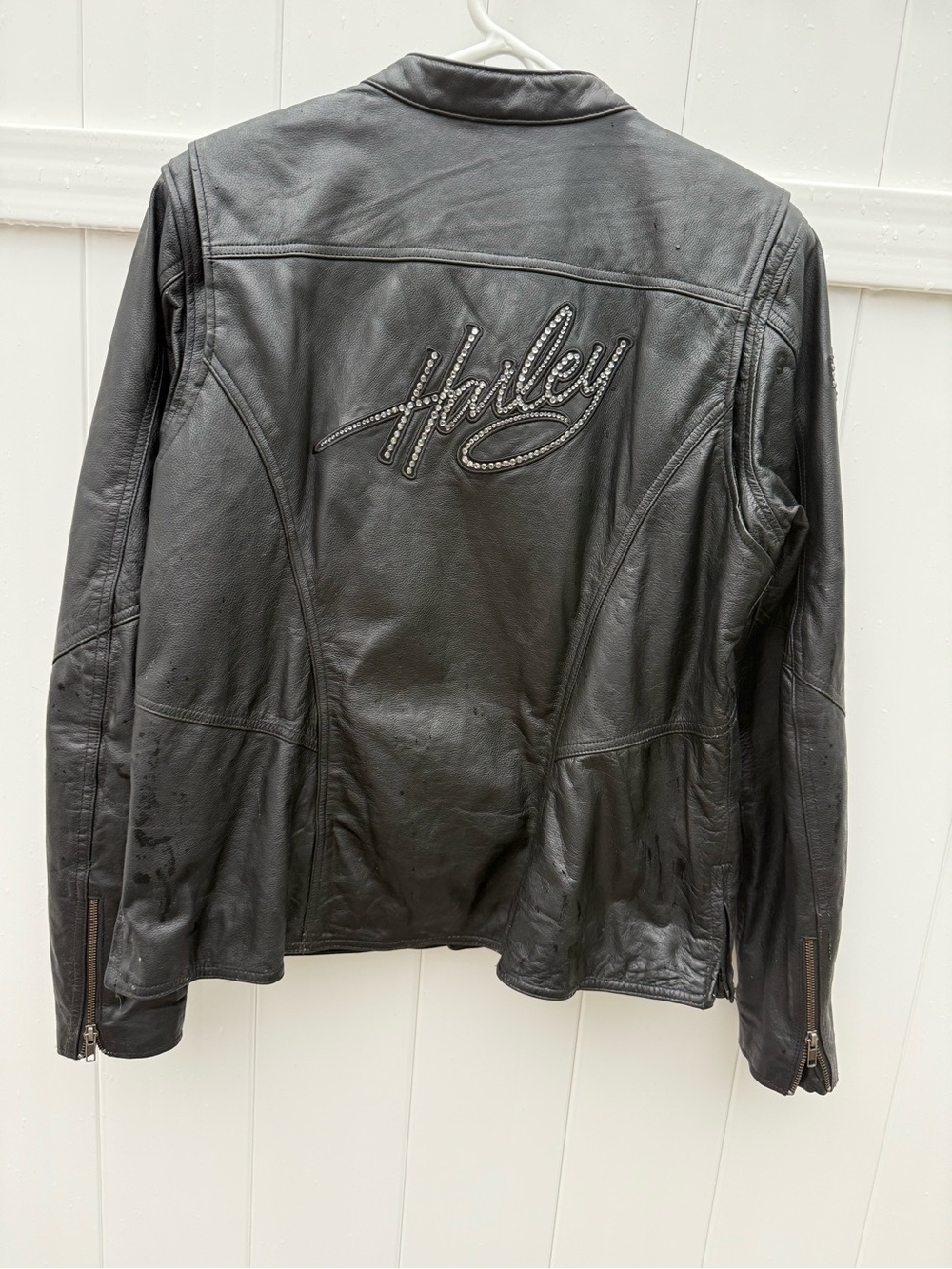 Harley-Davidson Black Leather Jacket with Rhinestone Script - Picture 6 of 7